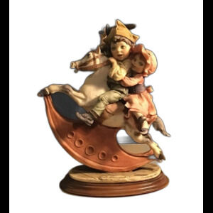 Rare Giuseppe Armani 1982 Ceramic Sculpture Pirates Boy & Girl Rocking Horse